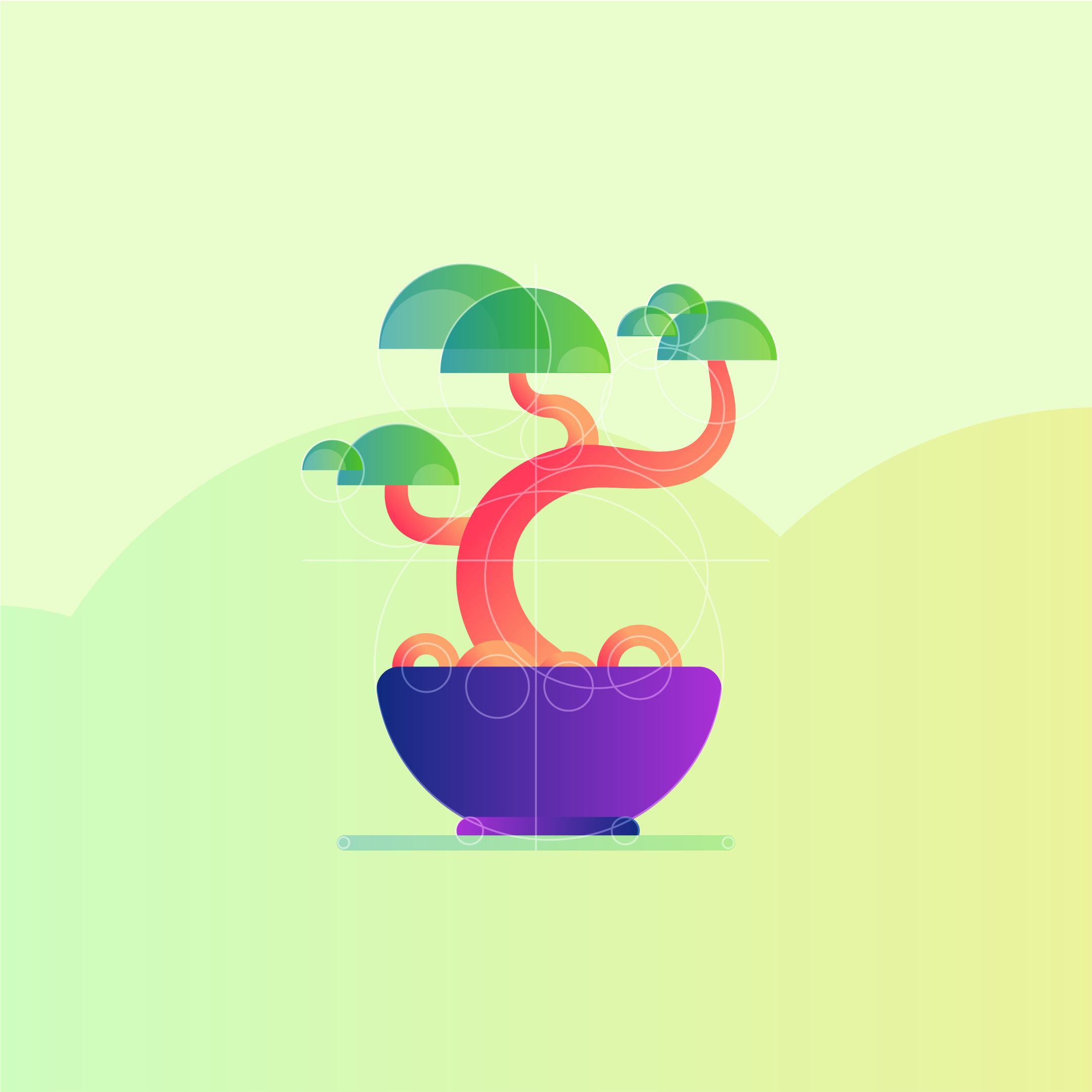 Bonsai tree graphic illustration for the Resource Guru branding project